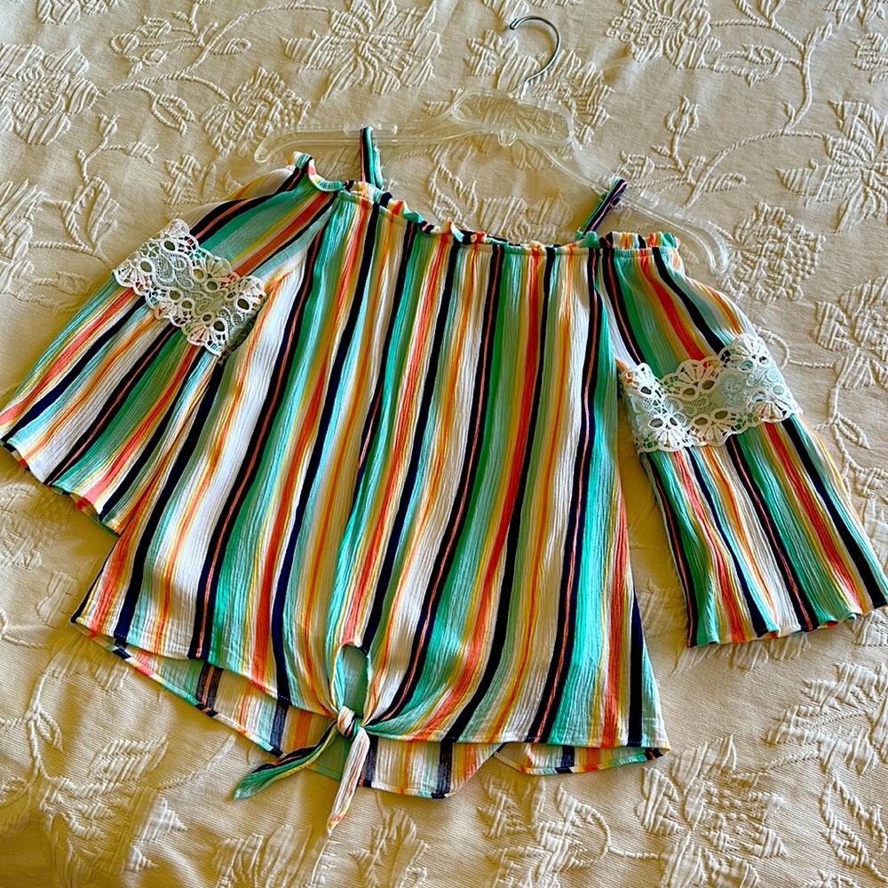 Girls Off Shoulder Rainbow Top